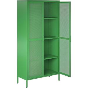 image:imageNovogratz Channing Tall 2Door Storage CabinetMesh Metal Locker ParchmentKelly Green