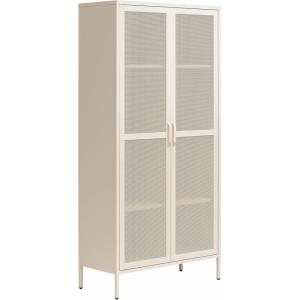 image:imageNovogratz Channing Tall 2Door Storage CabinetMesh Metal Locker ParchmentParchment