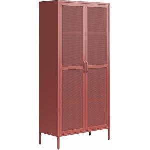 image:imageNovogratz Channing Tall 2Door Storage CabinetMesh Metal Locker ParchmentTerracotta