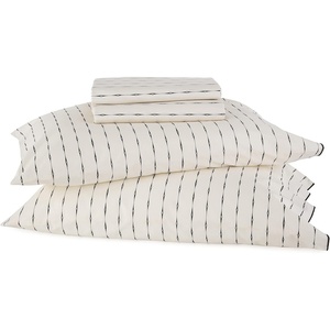 image:imageVintage Stripe 144 Thread Count Machine Washable Fun Soft Cozy Geometric Lightweight Cotton Percale Printed Easy Care Bed Sheet Sheet Set Waverly White King