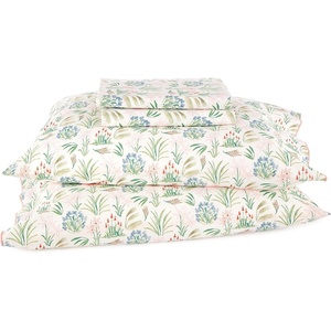 image:imageWaverly Botanical 144 Thread Count Machine Washable Fun Soft Cozy Geometric Lightweight Cotton Percale Printed Easy Care Bed Sheet Sheet Set Waverly White Twin XL